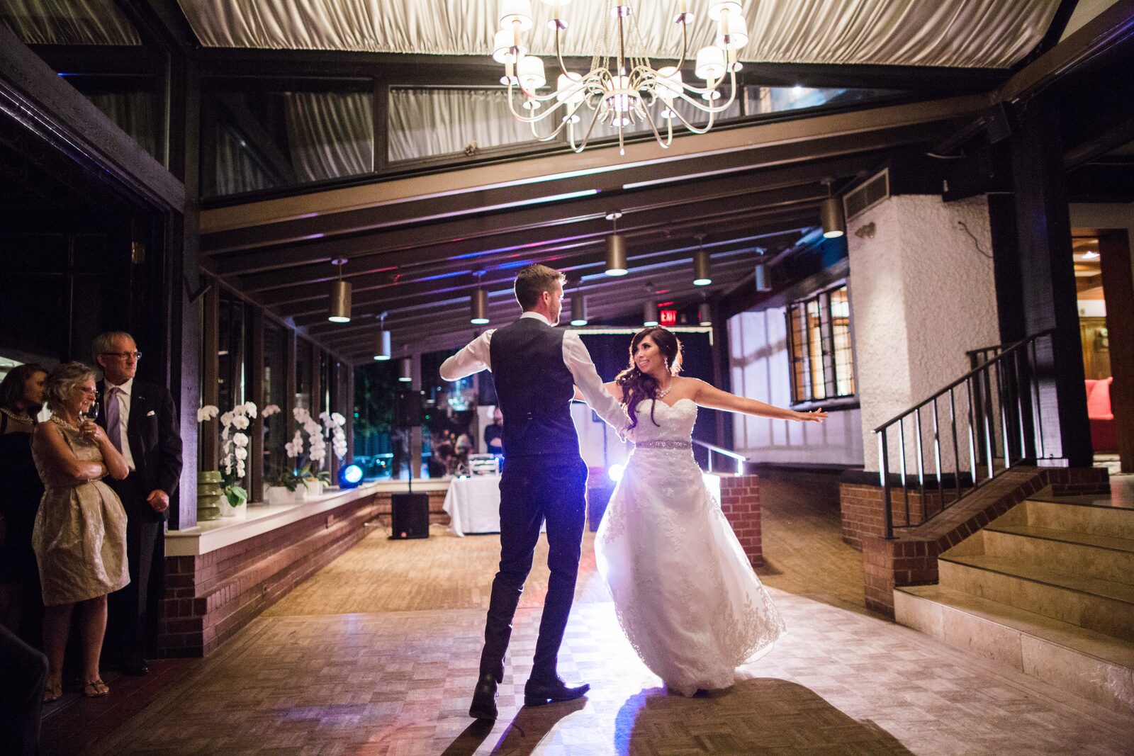 Partners dancing at a wedding reception