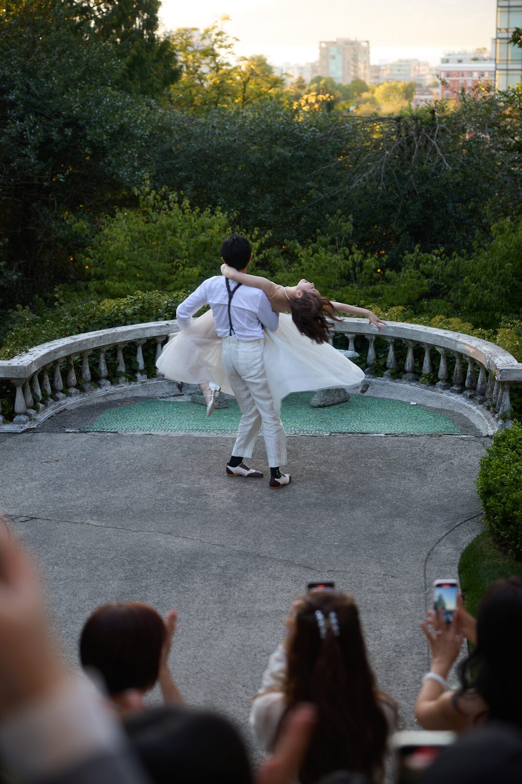 Wedding dress moving through an outdoor spin